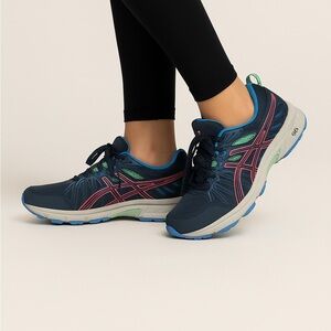 Asics Navy and Pink Athletic Shoes